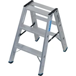 KRAUSE® STABILO Stufenstehleiter, beidseitig begehbar, Tragfähigkeit 225 kg, 2 x 3 Stufen