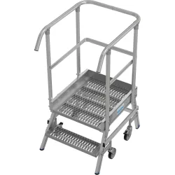 KRAUSE® STABILO fahrbare Podestleiter, einseitig begehbar, Profilrost R13, 2 Stufen