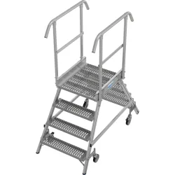 KRAUSE® STABILO fahrbare Podestleiter, beidseitig begehbar, Profilrost R13, 2 x 4 Stufen