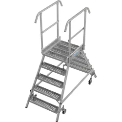 KRAUSE® STABILO fahrbare Podestleiter, beidseitig begehbar, Profilrost R13, 2 x 5 Stufen