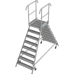 KRAUSE® STABILO fahrbare Podestleiter, beidseitig begehbar, Profilrost R13, 2 x 8 Stufen