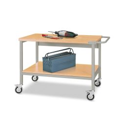 Bedrunka+Hirth Mobile Werkbank mit Rollen, 2 Holzböden à 1.200 x 750 mm, TK 400 kg