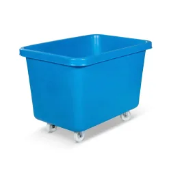 Rechteckbehälter, Kunststoff, fahrbar, 227 l, blau