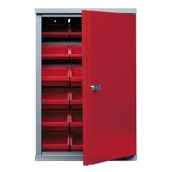 Hängeschrank mit 18 Sichtboxen, HxBxT 600 x 400 x 160 mm, rot