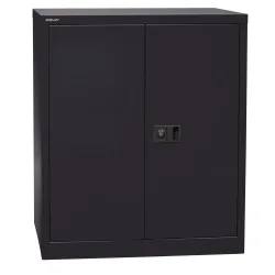 UNIVERSAL Flügeltürenschrank, HxBxT 1000 x 914 x 400 mm, 1 Fachboden, 2 Ordnerhöhen, schwarz BISLEY