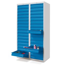 PAVOY Leichter Schubladenschrank, Gleitführung, Schubladen 30x100 + 2x200 mm, Breite 1.000 mm, rubinrot, lichtgrau