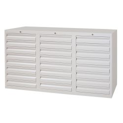 PAVOY Leichter Schubladenschrank, Gleitführung, Schubladen 24x100 mm, Breite 1.500 mm, reinweiss, reinweiss