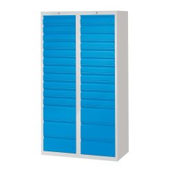 PAVOY Leichter Schubladenschrank, Rollenführung, Schubladen 22x100 + 6x200 mm, Breite 1.000 mm, feuerrot, lichtgrau