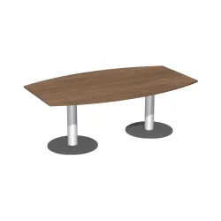 Geramöbel Konferenztisch fassförmig, mit Tellerfuss, BxT 2.000 x 800/1200 mm, Nussb.