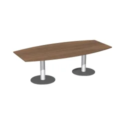 Geramöbel Konferenztisch fassförmig, mit Tellerfuss, BxT 2.400 x 800/1200 mm, Nussb.