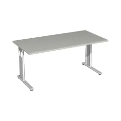 Geramöbel Büro-Schreibtisch Lissabon, C-Fuss-Gestell, BxT 1.600 x 800 mm, lichtgrau