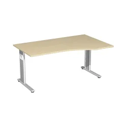 Geramöbel Büro-Schreibtisch Lissabon, C-Fuss-Gestell, PC-Form-Tischplatte rechts, BxT 1.800 x 1.000 mm, Ahorn