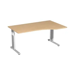 Geramöbel Büro-Schreibtisch Lissabon, C-Fuss-Gestell, PC-Form-Tischplatte rechts, BxT 1.800 x 1.000 mm, Buche