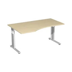 Geramöbel Büro-Schreibtisch Lissabon, C-Fuss-Gestell, PC-Form-Tischplatte links, BxT 1.800 x 1.000 mm, Ahorn