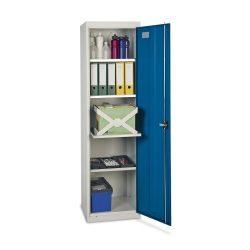 stumpf® Werkstatt-Flügeltürschrank mit 4 Wannen, HxBxT 1.800 x 500 x 500 mm, lichtgrau