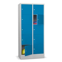 PAVOY Schliessfachschrank mit Zylinderschloss, 2 x 3 Fächer, HxBxT 1.187 x 600 x 500 mm, rubinrot, lichtgrau