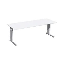 Geramöbel Manuell höhenverstellbarer Schreibtisch Profi, C-Fuss-Gestell, BxT 2.000 x 800 mm, weiss
