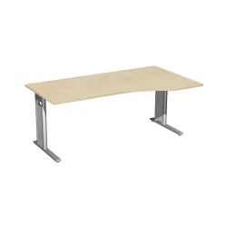 Geramöbel Büro-Schreibtisch Profi, C-Fuss-Gestell, PC-Form-Tischplatte rechts, BxT 1.800 x 1.000 mm, Ahorn