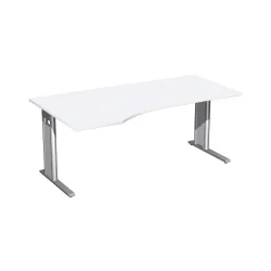 Geramöbel Büro-Schreibtisch Profi, C-Fuss-Gestell, PC-Form-Tischplatte links, BxT 1.800 x 1.000 mm, weiss