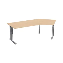 Geramöbel Büro-Schreibtisch Profi, Freiform-Tischplatte 135° rechts, C-Fuss-Gestell, BxT 2.166 x 1.130 mm, Buche