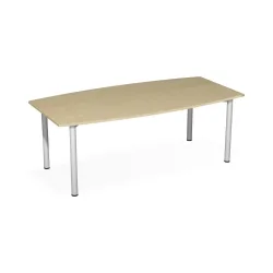 Konferenztisch fassförmig, BxT 2.000 x 800/1.200 mm, Ahorn/weissaluminium