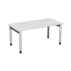 Geramöbel Manuell höhenverstellbarer Schreibtisch Profi, 4-Fuss-Gestell, BxT 1.600 x 800 mm, lichtgrau