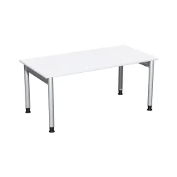 Geramöbel Manuell höhenverstellbarer Schreibtisch Profi, 4-Fuss-Gestell, BxT 1.600 x 800 mm, weiss