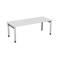 Geramöbel Manuell höhenverstellbarer Schreibtisch Profi, 4-Fuss-Gestell, BxT 2.000 x 800 mm, lichtgrau