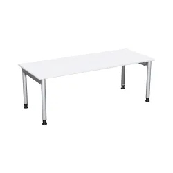 Geramöbel Manuell höhenverstellbarer Schreibtisch Profi, 4-Fuss-Gestell, BxT 2.000 x 800 mm, weiss