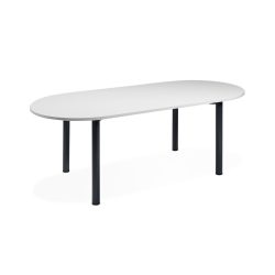 Geramöbel Konferenztisch Ovalform, BxT 2.000 x 900 mm, lichtgrau/anthrazit