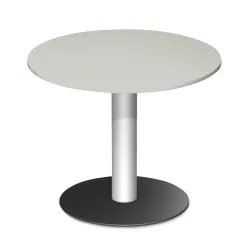 Geramöbel Konferenztisch rund mit Tellerfuss, ØxH 900 x 720 mm, lichtgrau