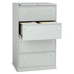 BISLEY Hängeregisterschrank LIGHT mit Griffleiste, 2-bahnig, 4 Schubladen, lichtgrau