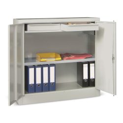 PAVOY Beistellschrank mit 1 Fachboden + 2 Schubladen, HxBxT 1.000 x 1.000 x 500 mm, lichtblau, lichtgrau