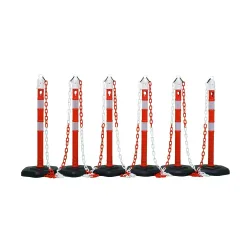 Kettenständerset, 6 Pfosten+5 Ketten, rot-weiss