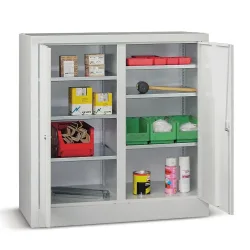 PAVOY Beistellschrank mit 6 Fachböden, HxBxT 1.000 x 1.000 x 500 mm, Trennwand, enzianblau, enzianblau