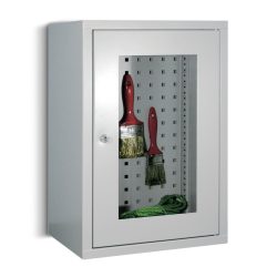 PAVOY Hängeschrank mit Sichtfenster, HxBxT 600 x 400 x 300 mm, Lochrückwand, rubinrot, enzianblau