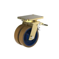 Doppel-Schwerlastrolle Wicke Topthane® PU, inkl. Festesteller, Ø x Breite 300 x 75 mm, TK 4.000 kg