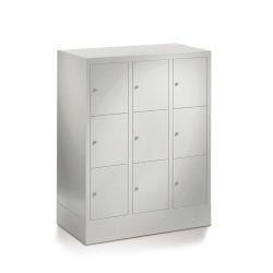PAVOY Schliessfachschrank mit Zylinderschloss, 3 x 2 Fächer, HxBxT 855 x 900 x 500 mm, rubinrot, lichtgrau