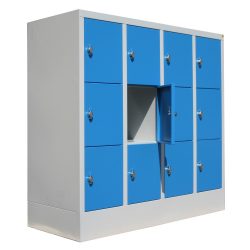 PAVOY Schliessfachschrank mit Drehriegelverschluss, 4 x 3 Fächer, lichtgrau, anthrazitgrau
