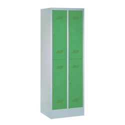 PAVOY Kleiderspind mit Füssen + Drehriegelverschluss, 2-stöckig, 4 Fächer, HxBxT 1.850 x 800 x 500 mm, lichtgrau, feuerrot