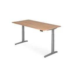 Hammerbacher Elektrisch höhenverstellbarer Schreibtisch, mit Memoryschalter, C-Fuss, BxT 1.600 x 800 mm, Nussbaum
