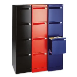Hängeregistraturschrank, 1-bahnig, 4 Schübe, DIN A4, weißaluminium BISLEY