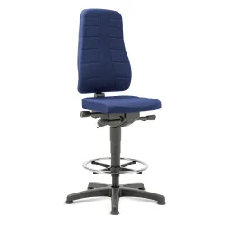 bimos Arbeitsdrehstuhl All-In-One Highline, Stoff, mit Bodengleitern + Fussring, blau