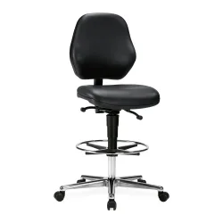 bimos Arbeitsdrehstuhl Smart mit Sitz-Stop-Rollen, Kunstleder, Sitzhöhe 660-910 mm, Fussring, schwarz