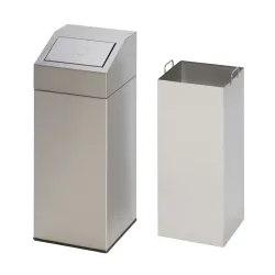 Edelstahl-Abfallsammler, für innen und außen, Volumen 76 l, BxHxT 380 x 890 x 380 mm, mit Edelstahl-Innenbehälter VAR