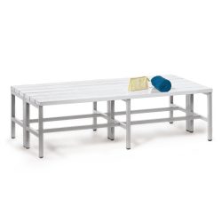 PAVOY Umkleidesitzbank, 2-seitig, Länge 2.000 mm, ohne Schuhrost, lichtgrau