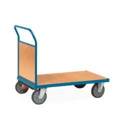 fetra® Plattformwagen, mit Holz-Stirnwand, Ladefläche BxT 800 x 1.200 mm, mit Zentralbremse