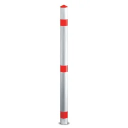 URBANUS Sperrpfosten aus Stahl, herausnehmbar, Rundrohr Ø 76 mm mit Bodenhülse, rot/weiss