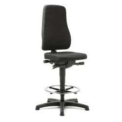 bimos Arbeitsdrehstuhl All-In-One Highline, Stoff, mit Bodengleitern + Fussring, schwarz