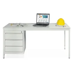 HEMMDAL Büro-Schreibtisch mit Stalhrohrgestell, mit Schubladenblock, HxBxT 760 x 1.800 x 800 mm